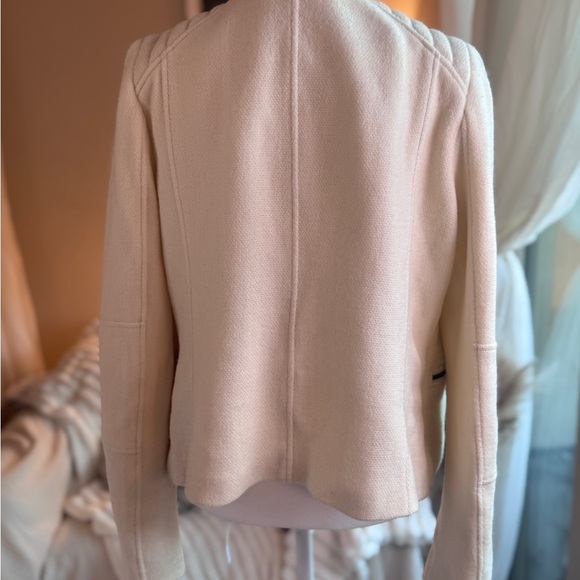 Vince Boucle Moto Jacket Cream Stretch Wool Blend. - Picture 2 of 4